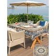 thumbnail image 6 of 60x120 Inch Outdoor Tablecloth with Umbrella Hole Zipper Rectangle Boho Southwestern Rectangular Tablecloths Outside Waterproof Heritage Antique Country Blue Patio Table Cloth Cover for Picnic Party, 6 of 8