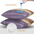 thumbnail image 4 of Throw Pillow Covers 16x16 Inch Set of 2, Farmhouse Purple Brown Waterproof Outdoor Pillow Covers, Vintage Wooden Striped Decorative Cushion Pillowcases for Couch, Sofa, Bed, Garden, Patio, 4 of 9