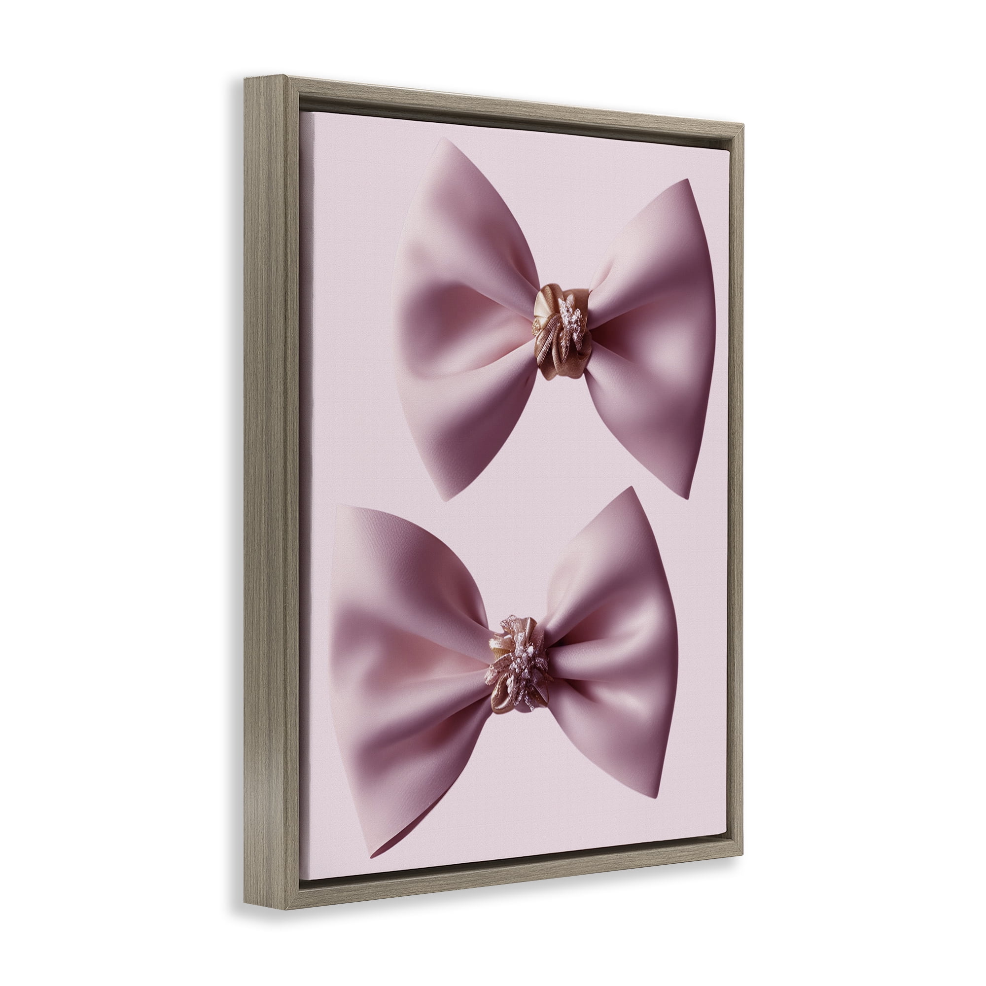 Stupell Industries Elegant Bows with Glam Details Brown Framed Floater Canvas Wall Art, design by Jesse Keith