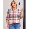 thumbnail image 4 of Zeagoo Womens Plus Size Long Sleeve Tops V Neck Plaid Roll Up Shirts Basic Casual Work Blouses, 4 of 6