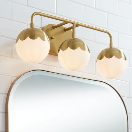 360 Lighting Camila 22 1/2" High 3 Light Bathroom Vanity Wall Lamp Light Fixture Mount Over The Sink Mirror Antique Brass