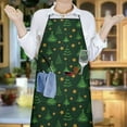 thumbnail image 5 of Dark Green Christmas Tree and Star Pattern Apron-Garden Aprons for Women with Pockets-Cotton Linen Waterproof Kitchen Cooking Gardening Aprons Adjustable for Kitchen,Cooking,BBQ and Salon 33"x27", 5 of 7
