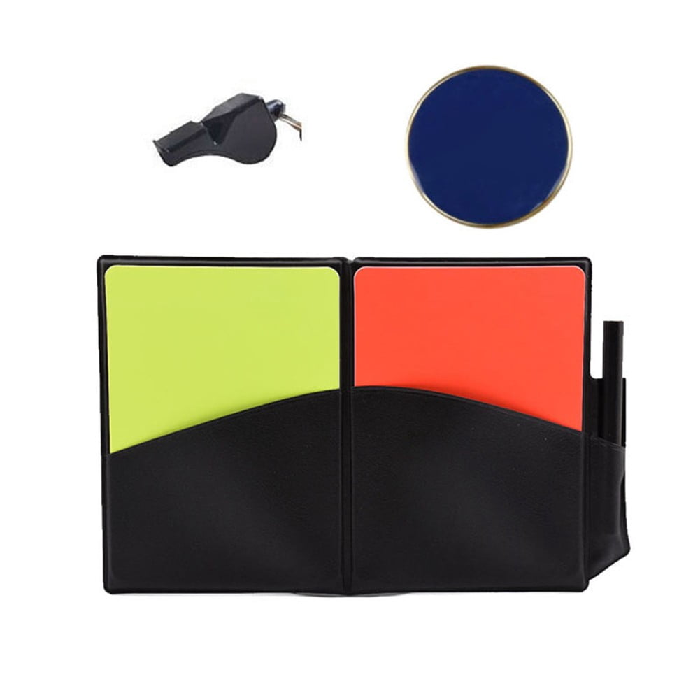 Soccer Referee Flag Whistle Set Professional Football Red Card Yellow Card Kit