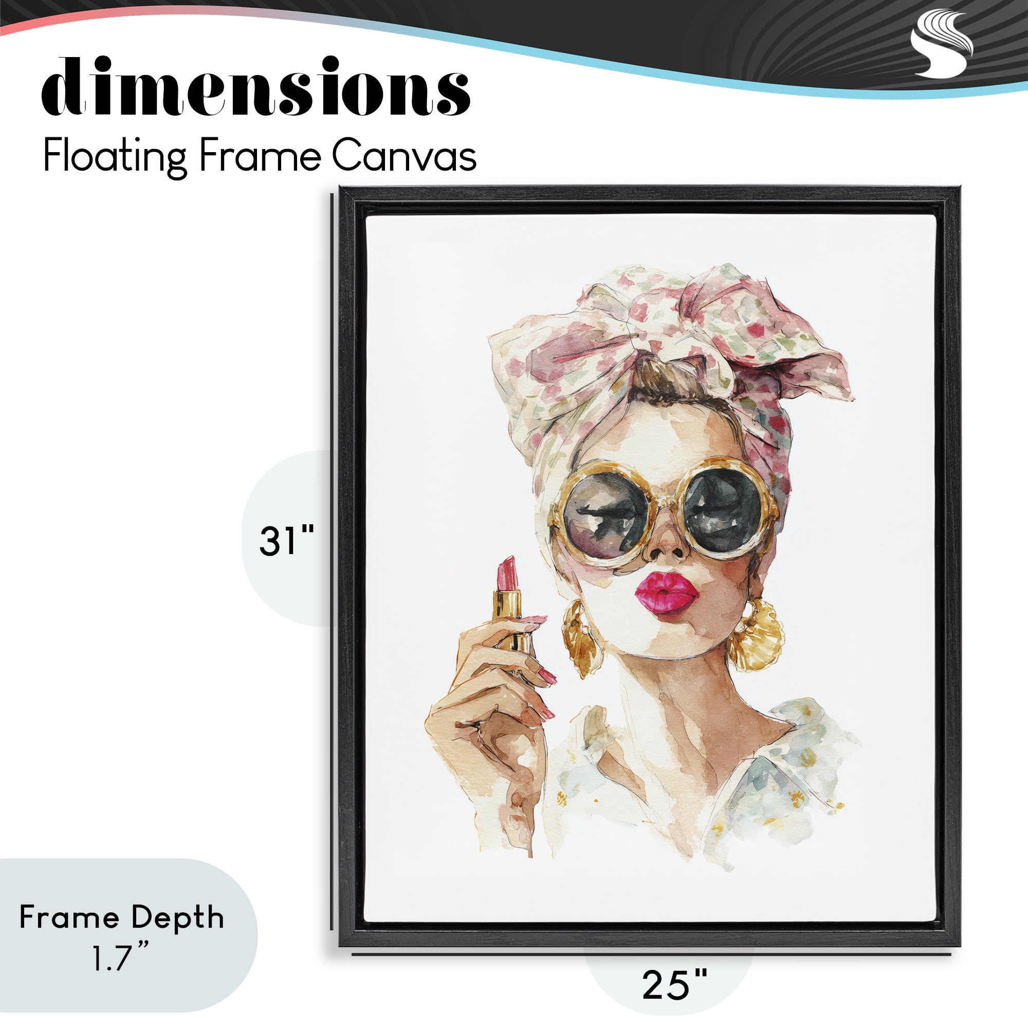 Stupell Industries Feminine Lipstick Spell Black Framed Floater Canvas Wall Art, design by Svetlana Aleynikova