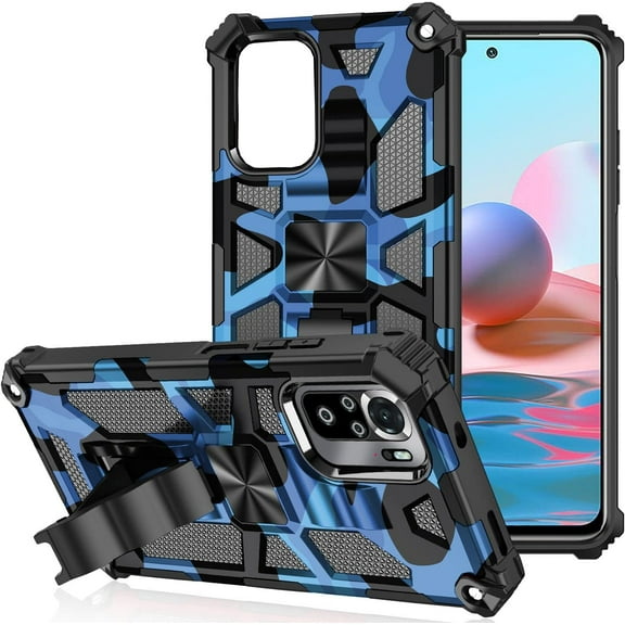for Xiaomi Mi 11T (Not Note 11T) Camouflage Case, Heavy Duty Shockproof Protection Military Grade Built-in Magnetic Kickstand Boys Man Camo Cover for Xiaomi Mi 11T/11T Pro MC Dark Blue