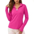 thumbnail image 2 of Juesizh Womens UPF+ 50 Sun Shirts Quarter Zip Solid Color Blouse Fashion Casual Long Sleeve Sun Protection Tee Tops, S-2XL, 2 of 7