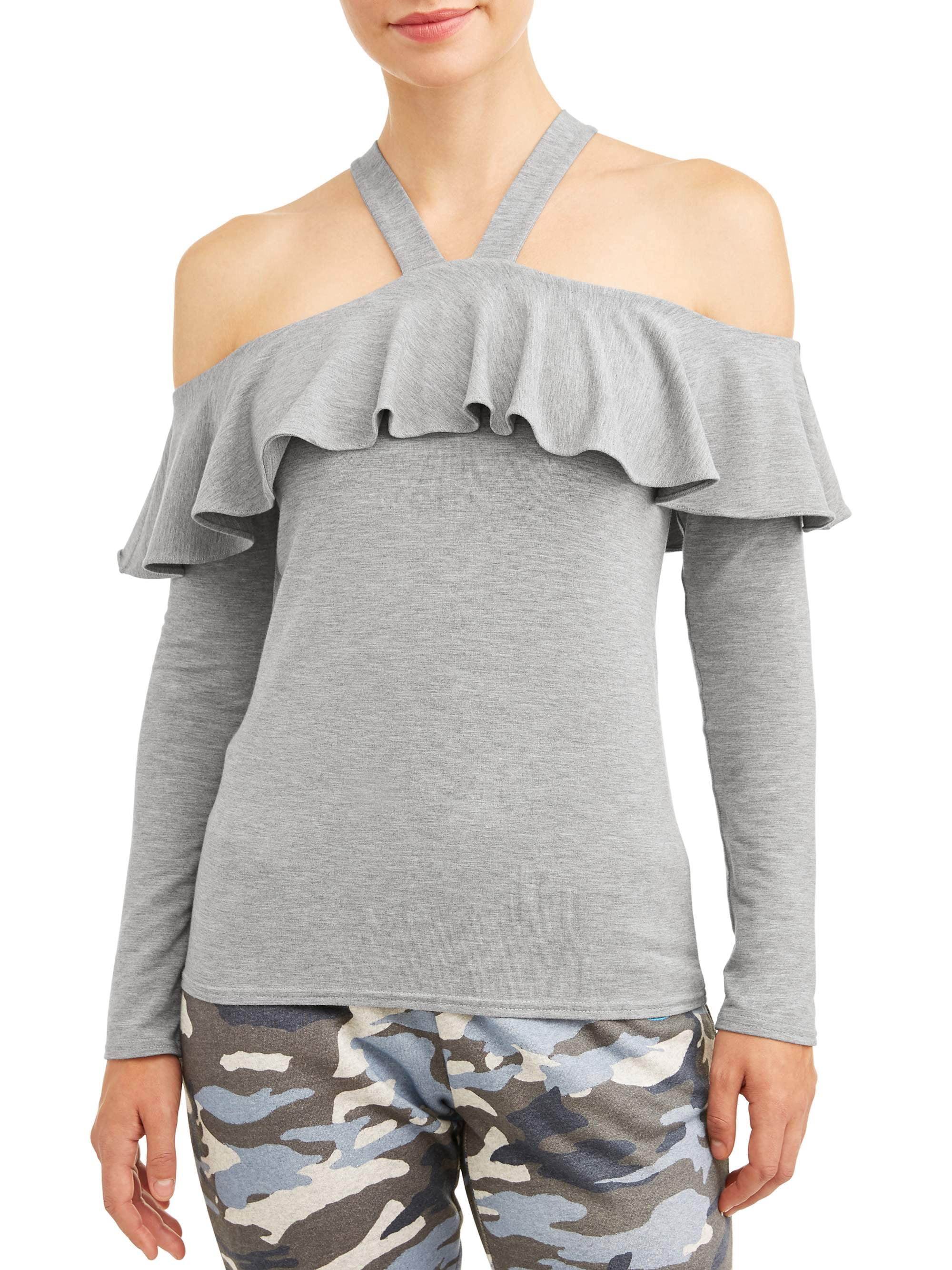 halter neck ruffle top