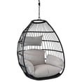 thumbnail image 1 of Sunnydaze Chaise Balançoire Suspendue en Résine Osier Delaney avec Coussins et Appui-Tête - Gris - 2 Pcs, 1 of 7