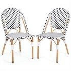 Kepooman Kitchen Counter Barstool, Bar Stools,French Bistro Chair Set of 2 with Galvanized Metal Framex-White