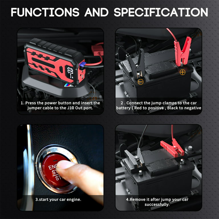 Portable Car Jump Starter Battery Power Bank Emergency Booster With LED  Light 12V Auto Starting Device Support Starting 12V Gasoline Cars Up To  101.44