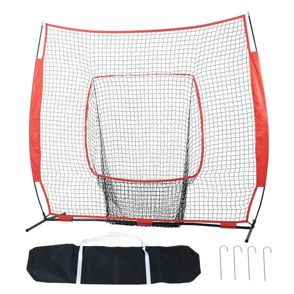 KFFKFF 7x7 ft Baseball Softball Practice Net Hitting Batting Training Net for Baseball Softball Catching or Throwing with Carry Bag