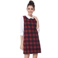 thumbnail image 1 of Vestido de cuadros de manga larga Allegra K con cuello Peter Pan en contraste rojo L, 1 of 7