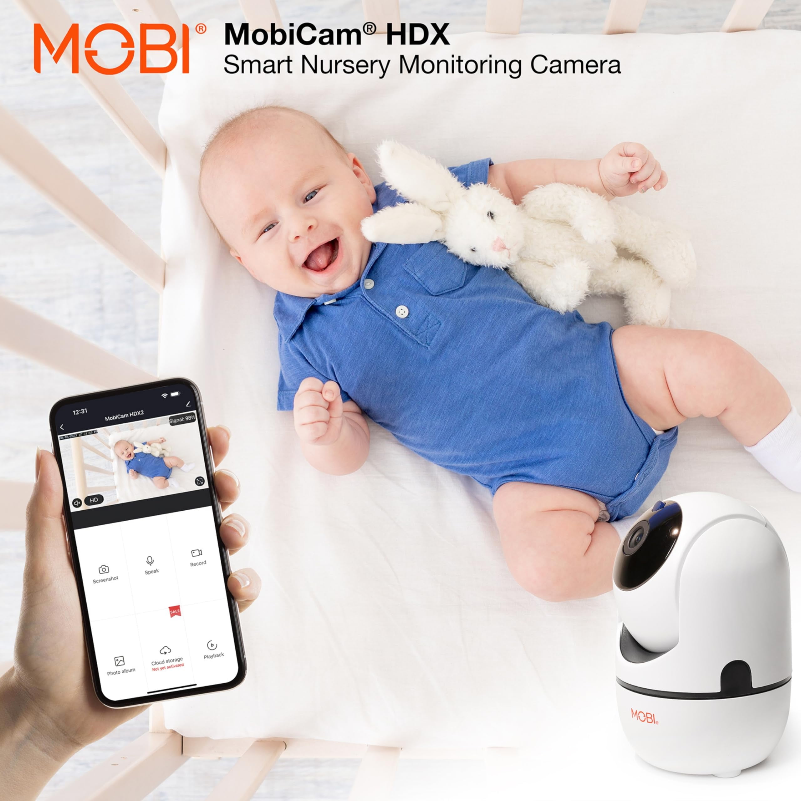 MobiCam HDX Wi-Fi Pan & Tilt Smart Nursery, Elderly & Home Monitoring Camera, 1080p HD Indoor Security Night Vision IP Camera, Motion Detection, Two-Way Audio, Cloud & SD Card Storage - (2-Pack)