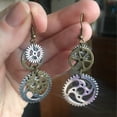 thumbnail image 3 of Ayyufe Steampunk Metal Double Gear Drop Pendant Women Hook Earrings Party, 3 of 5
