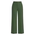 thumbnail image 4 of Htigea Women's Dress Pants Button High Waisted Work Trousers Solid Color Straight Leg Business Pant with Pockets Army Green S, 4 of 7