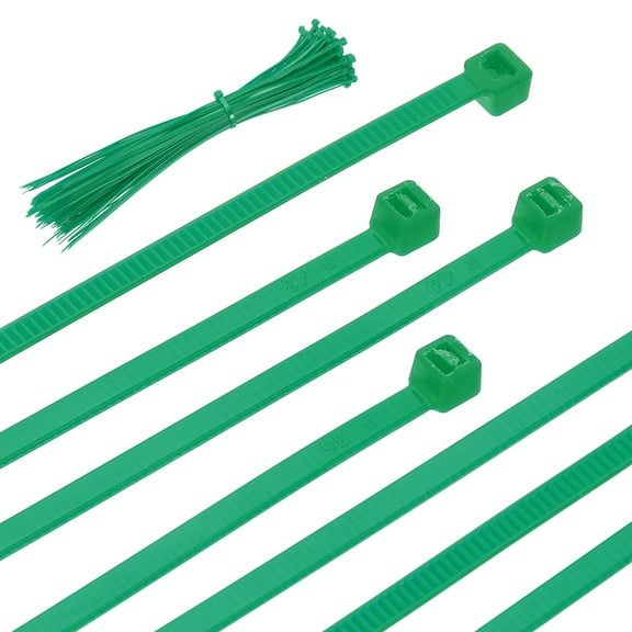 Uxcell 8 Inch Cable Zip Ties Self-Locking Nylon Wire Ties Heavy Duty Zip Tie with 50 LBS Tensile Strength (0.1"W) Green, 100 Pcs