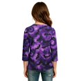 thumbnail image 6 of Pumpkin Halloween Shirt for Girls Fall Print 3/4 Sleeve T Shirt Cute Graphic Top Halloween Party Outfit Kids Casual Holiday Wear,5-6 Years,Dark Purple, 6 of 6