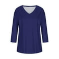 thumbnail image 4 of 2025 New Fashion Plus Size Women's Fashion Solid Tees Casual Crewneck 3/4 Sleeve Loose T-Shirt Ladies Tops Blouses Shirts, 4 of 4