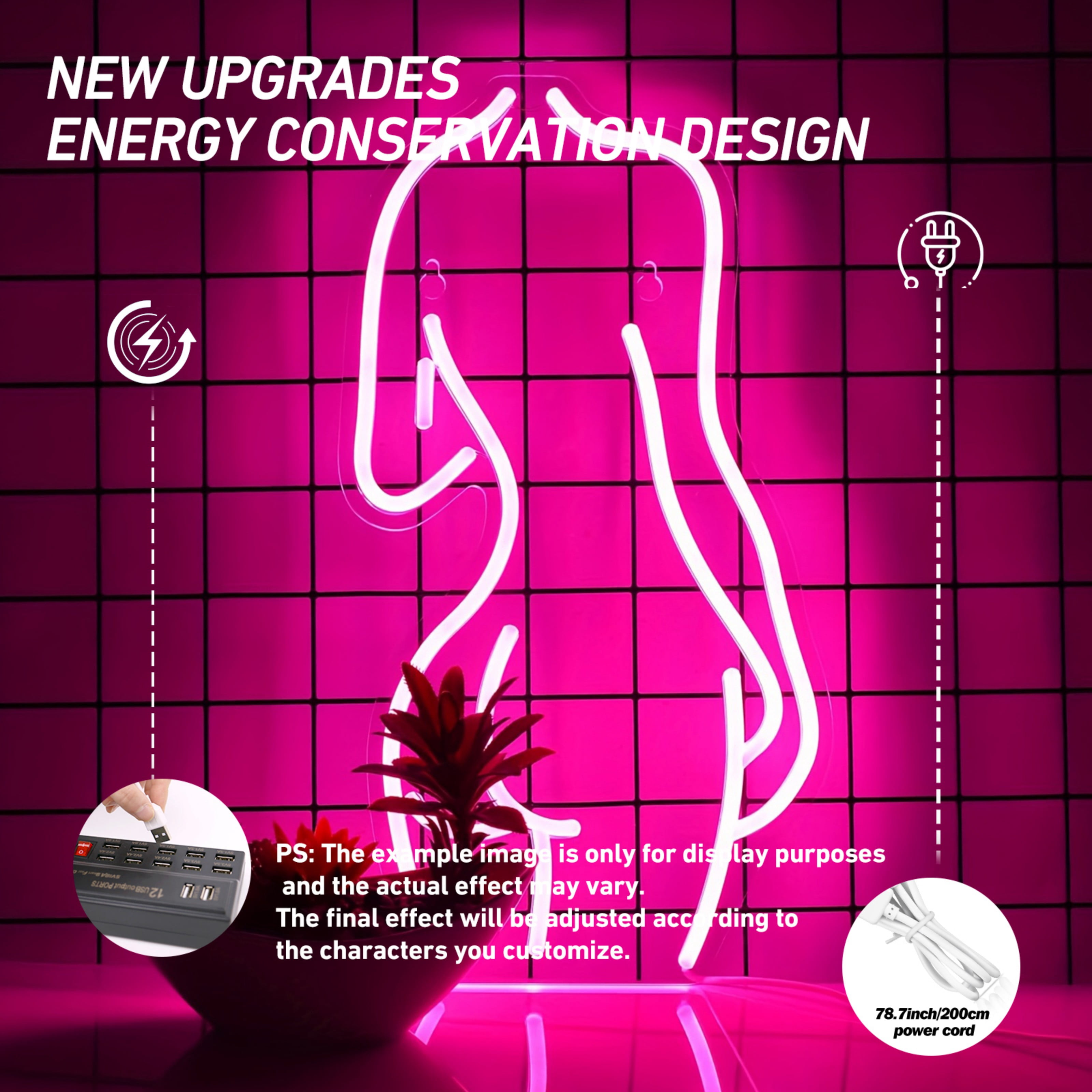 UPONRAY Lady Neon Signs, 9.1"*16.5" Dimmable & USB-Powered LED Neon Light, Stylish Wall Decor for Bar, Party, Bed Room, Living Room, Man Cave