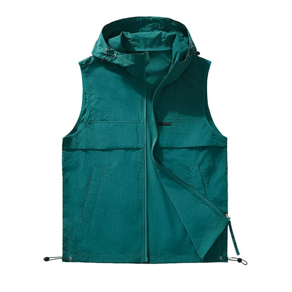 Kureaily Summer New Men's Hooded Sleeveless Vest Vest Sun Clothing