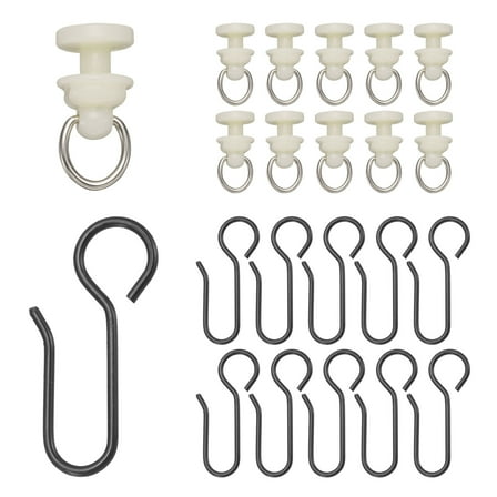 50 Sets Curtain Track Glider Pulley Straight Curved Curtain Track Rollers with Hooks White/Black