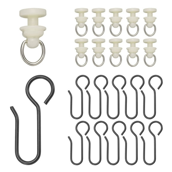 50 Sets Curtain Track Glider Pulley Straight Curved Curtain Track Rollers with Hooks White/Black