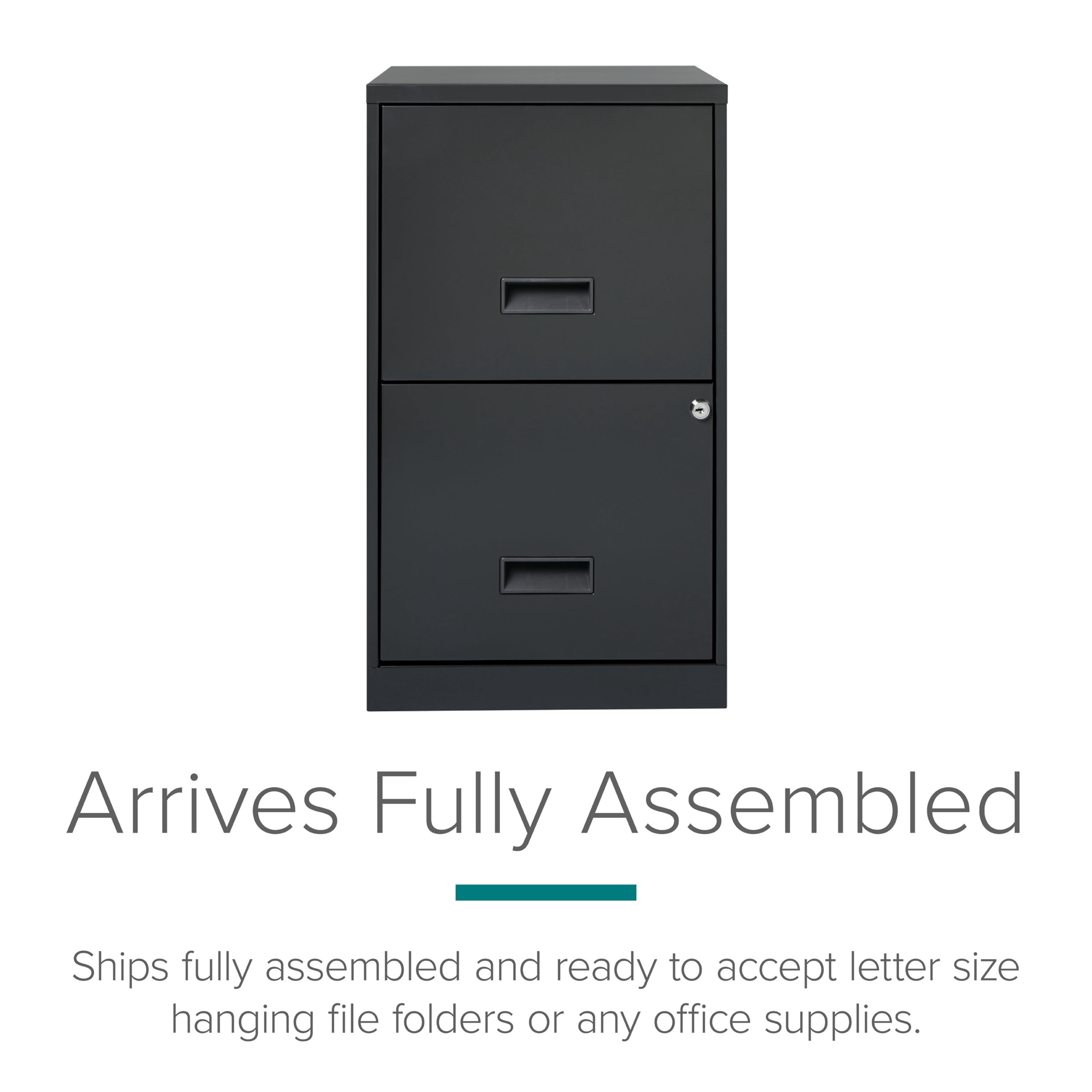 Space Solutions 18" Deep 2 Drawer Letter Width Vertical File Cabinet, Charcoal