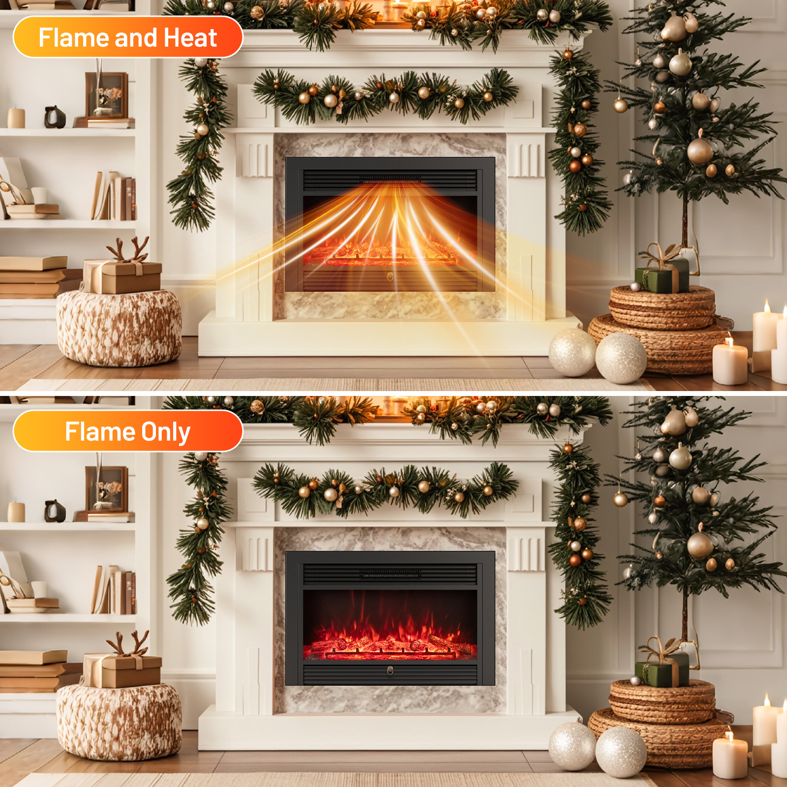 Giantex Electric Fireplace Insert, 33"  Inches Recessed Fireplace Heater, 750/1500W