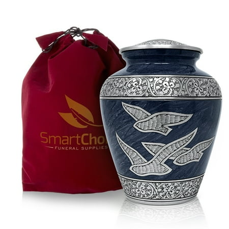 Square Cremation Urns SmartChoice Royal Cremation Urn for Human Ashes - Affordable Funeral Urn Adult Urn for Ashes Handcrafted Urn (Royal Blue) ()