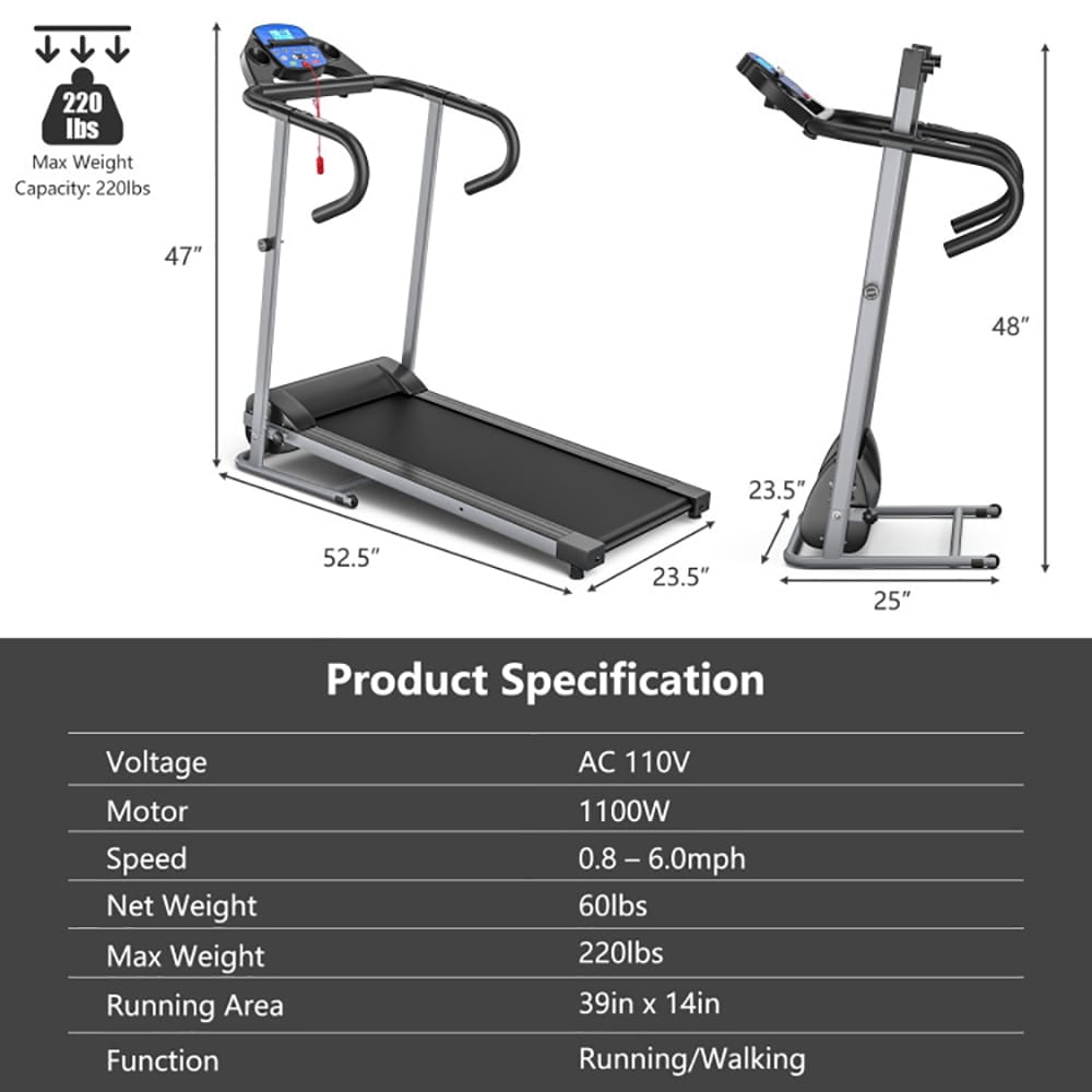 GVN Jogging Machine,Exercise Treadmill,Electric Foldable Treadmill with LCD Display and Heart Rate Sensor