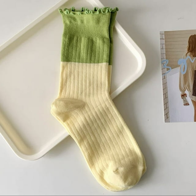 Granjero Gordo 3 pares de calcetines finos de algodón para mujer, calcetines de algodón suave para mujer por encima del tobillo (verde)