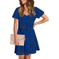 thumbnail image 3 of Dress for Women Short-sleeved V-neck Summer Print Casual Dress, 3 of 5