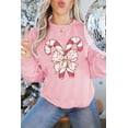 thumbnail image 6 of Women's Pink Christmas Bow Candy Cane Graphic Drop Shoulder Crew Neck Sweatshirt - [ZhiHiMeRi] | (US 20-22)2XL, 6 of 9