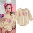 thumbnail image 2 of Youmylove Girls Long Sleeve Letter Embroider Pullover Romper Sweatshirt Bodysuits Toddler Jumpsuits Clothing Dailywear, 2 of 8