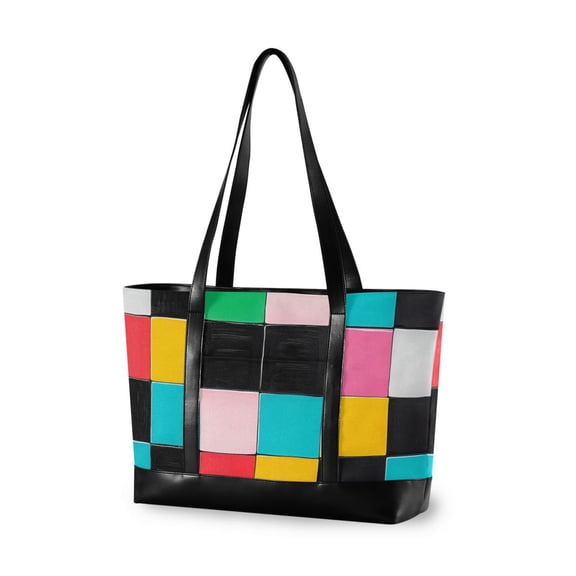 FORMRS Laptop Tote Bag for Women with 15.6" Computer Compartments Handbag, Blue Checkered Pattern