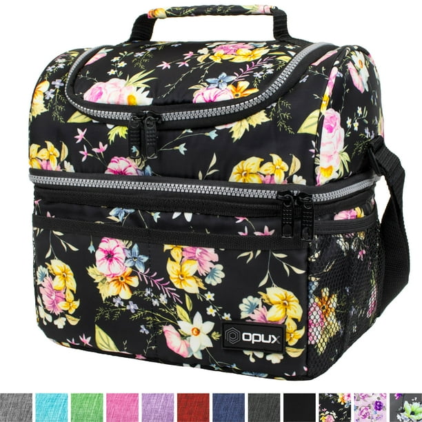 Insulated Dual Compartment Lunch Bag for Women, Ladies Double Deck