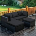 thumbnail image 6 of Costway 5PCS Outdoor Patio Rattan Furniture Set Sectional Conversation Black Cushion, 6 of 12