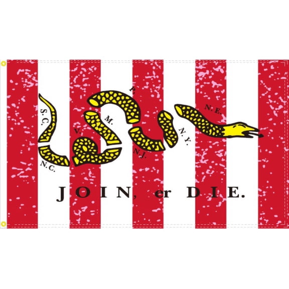 3x5 Join or Die Rebellious Stripes Historic Flag 3'X5' ® 100D USA BANNER