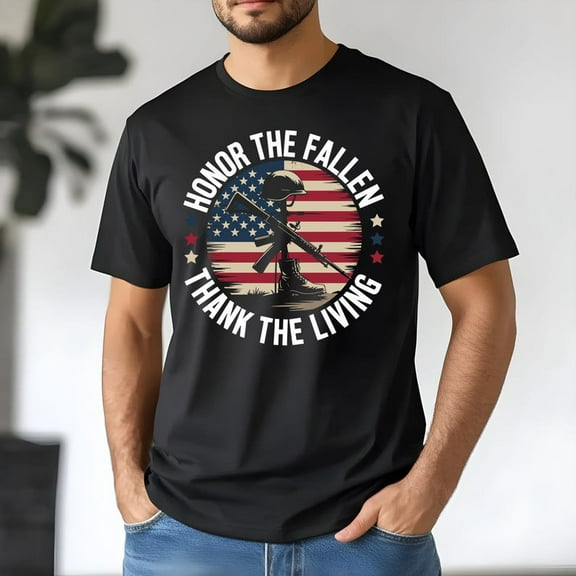 Memorial Day T-Shirt, Honor the Fallen Thank the Living Tee, Patriotic Veteran Shirt, USA Military Tribute T-Shirt, Independence Day Tee