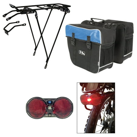 Bicycle Rack, Rear Light, and Pannier Bag Bundle,