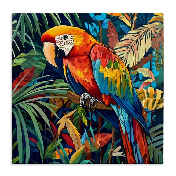 Stupell Industries Eclectic Jungle Parrot Amid Leaves Canvas Art, 17 x 17, by LSR Design Studio