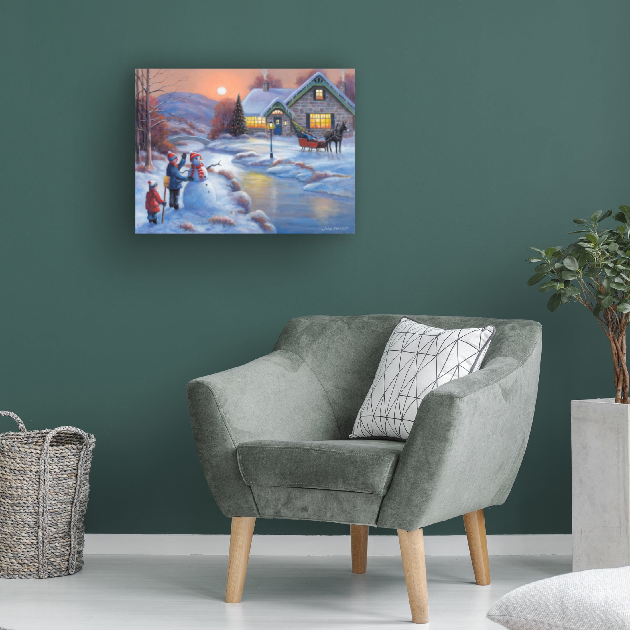 Canvas Wall Art - John Zaccheo 'Riverside Greetings' Wall Art for Living Room, Bedroom, or Office Décor by Trademark Fine Art - 32 x 24 Inches