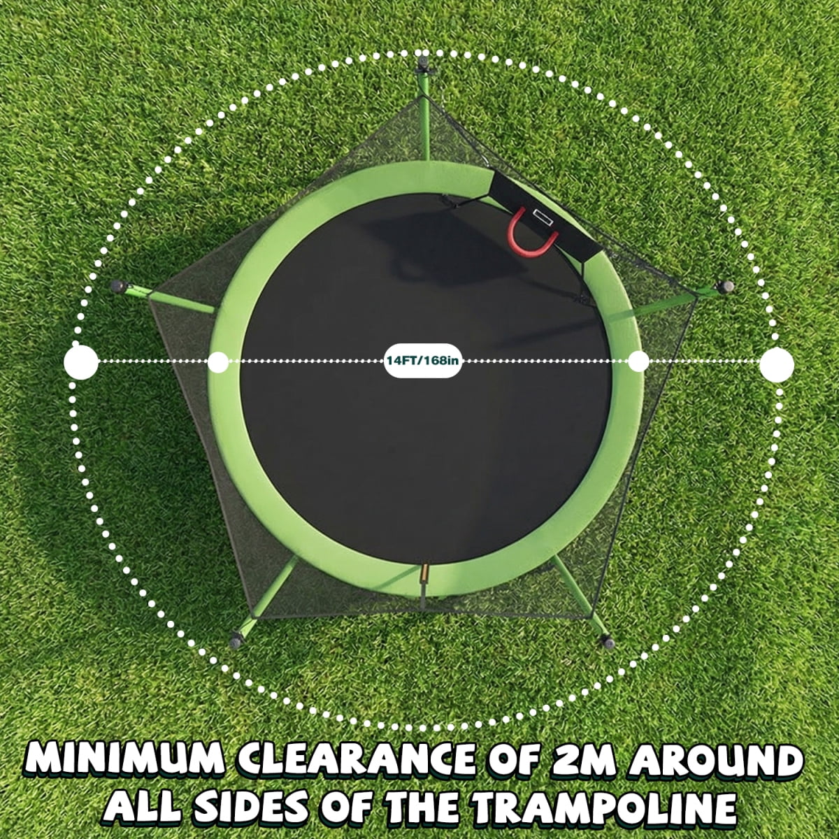 14FT Trampoline with Enclosure Net – Outdoor Indoor Recreational Fitness Trampoline for Sports, Green