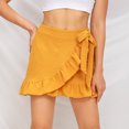 thumbnail image 3 of Fesfesfes Women Skirt Casual Solid High Waist Ruffled Frenulum Zipper Short Skirt Clothes Sale, 3 of 9