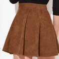 thumbnail image 5 of Gibobby faldas para mujer 2023 falda de pana sólida para mujer Otoño Invierno falda de paraguas de cintura alta de un solo botón a la moda para mujer(Caqui， S), 5 of 5