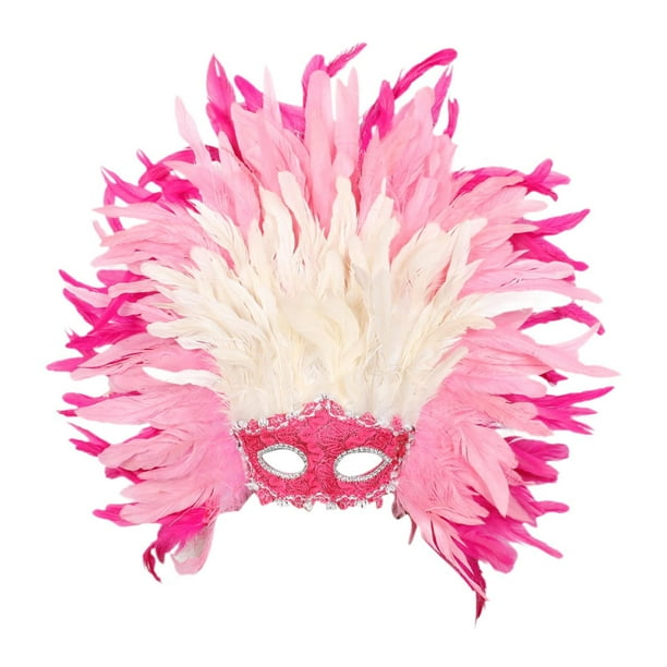 Tocado de plumas para cosplay, accesorios para fotos, diadema, disfraz, mascarada, fiesta Rosa Blanco