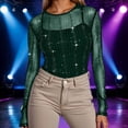 thumbnail image 2 of Womens Mesh Long Sleeve Blouse Elegant Solid Color Casual and Evening Wear Crew Neck Top Green M, 2 of 5