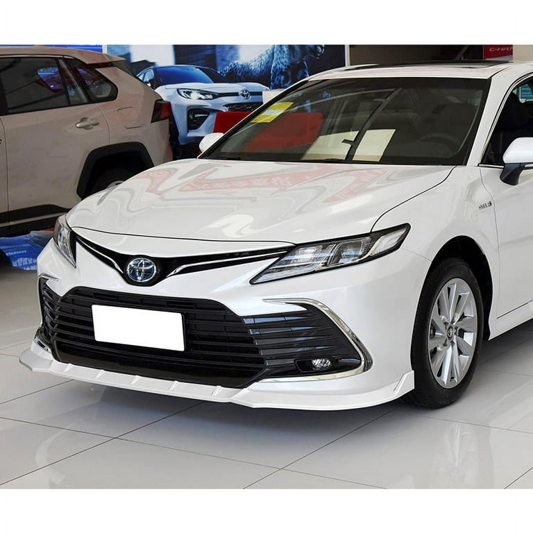 For 2021 - 2022 Toyota Camry LE STP-Style Painted Glossy White Front fashion Bumper Splitter Spoiler Lip 3pcs