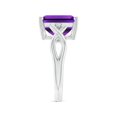 thumbnail image 3 of ANGARA Natural Twist Shank Emerald Cut 4 ct Amethyst Statement Ring in 14K White Gold for Women (Size-11x9mm) | February Birthstone, Anniversary, Jewelry Gift for Women | Natural Amethyst Ring, 3 of 9