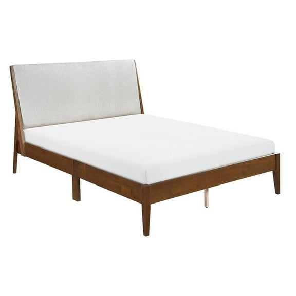 Pemberly Row Modern Chenille Queen Platform Bed in Light gray